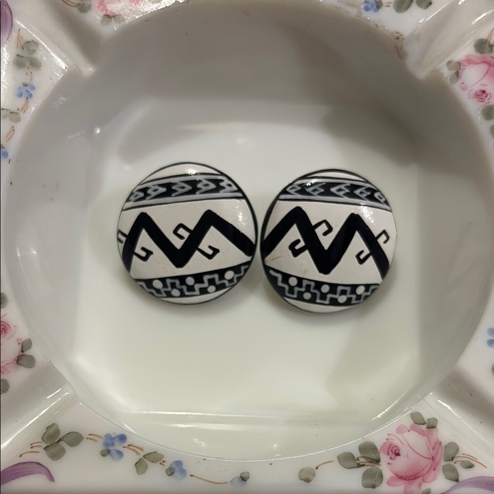 Black and White Geometric Earrings